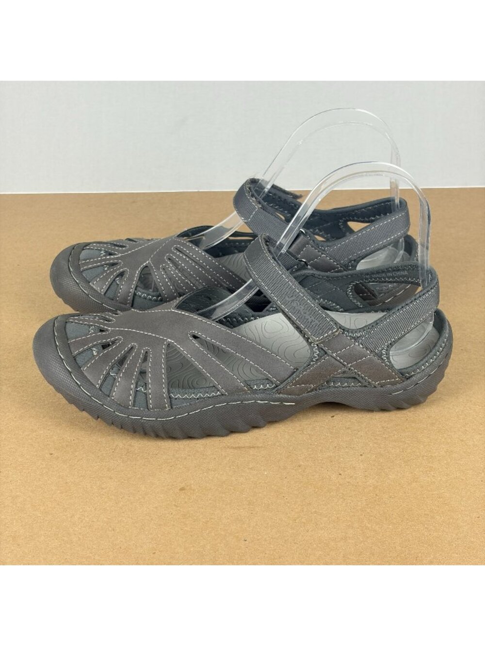 Jambu J Sport Poppy Sandals Womens 7 Gray Closed Toe Adjustable Strap